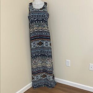 Blue Scoop Neck Sleeveless Maxi Sundress